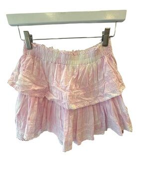 LoveShackFancy Peony Pink Tiered Mini Skirt